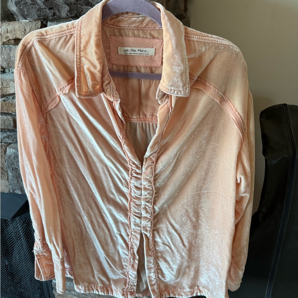 Free People Peach Velvet Top